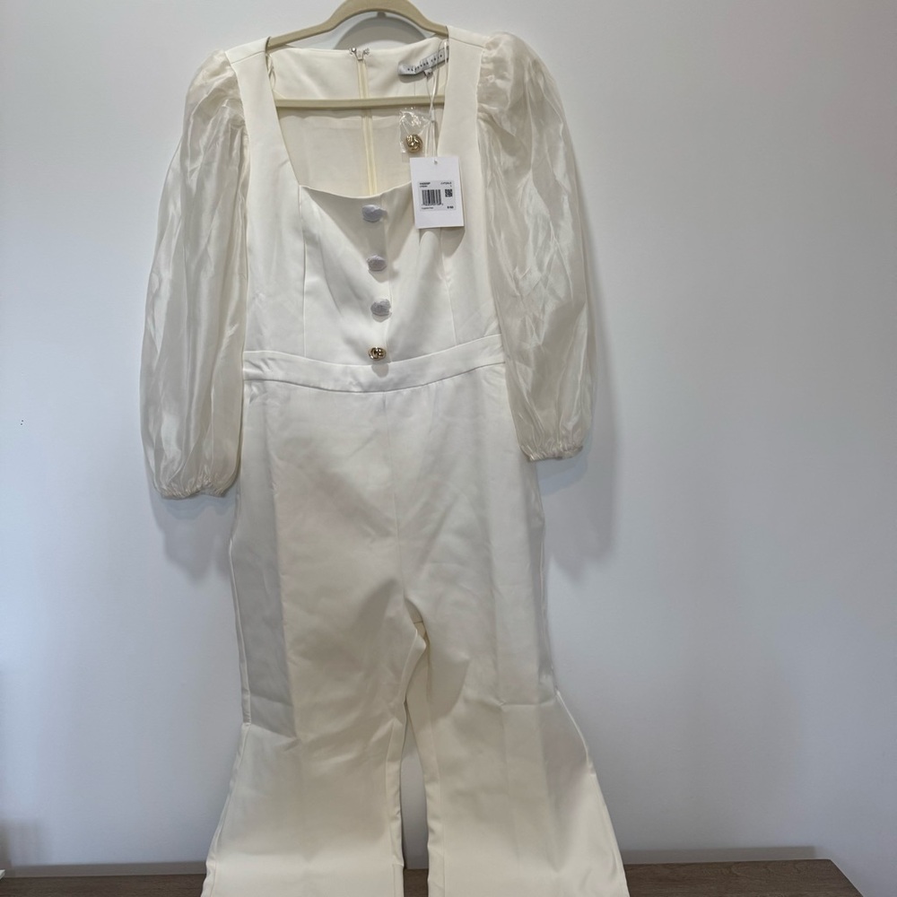 Endless Rose Cream Strapless Jumpsuit | New with Tags with Minor Color Transfer